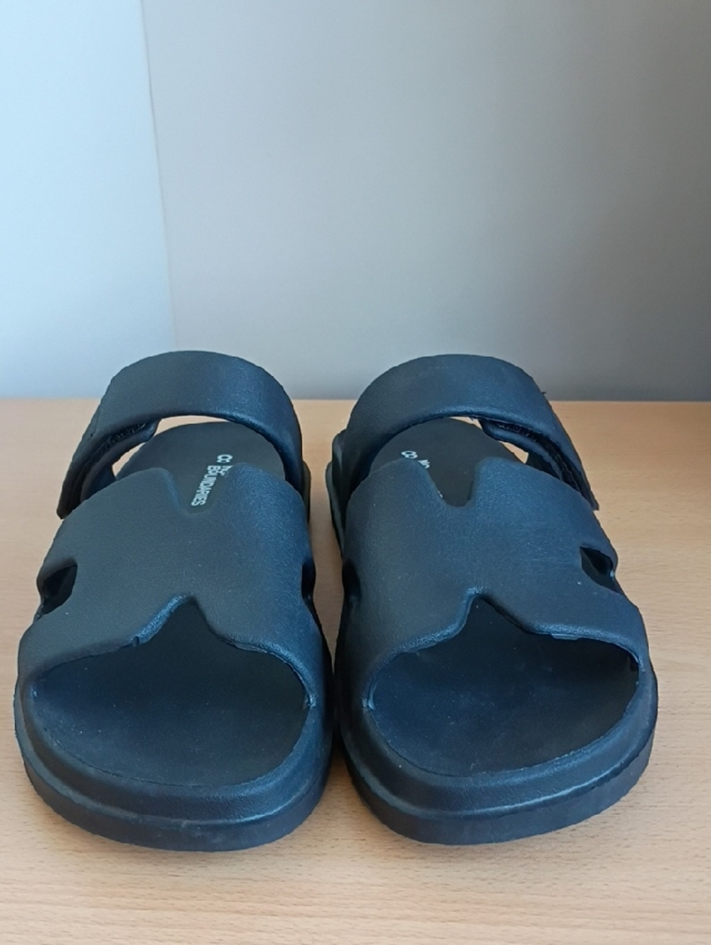 No Boundaries Black Adjustable Slip-On Sandals